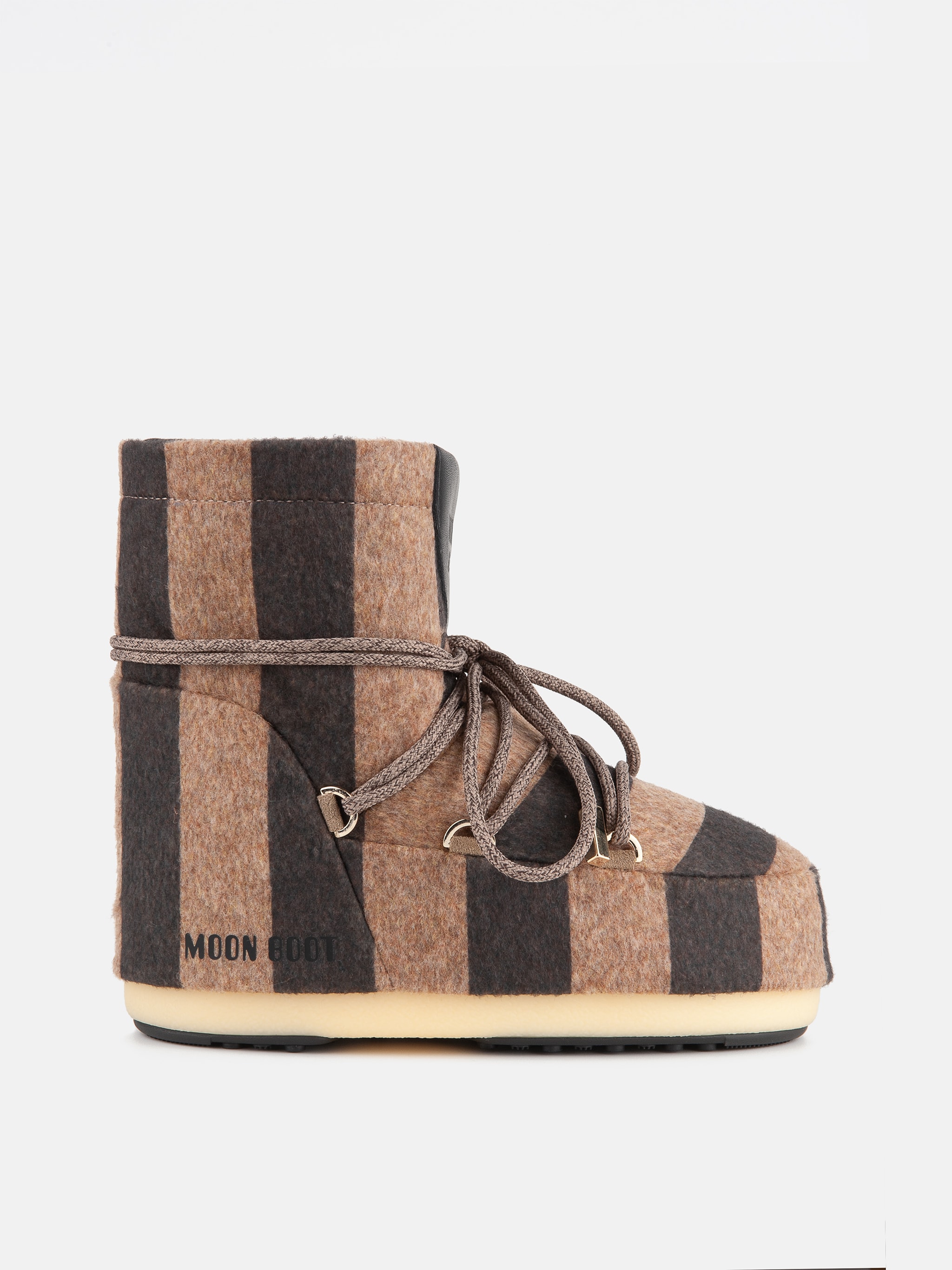 Jacquemus + Moon Boot ICON LOW BEIGE STRIPED FELT BOOTS