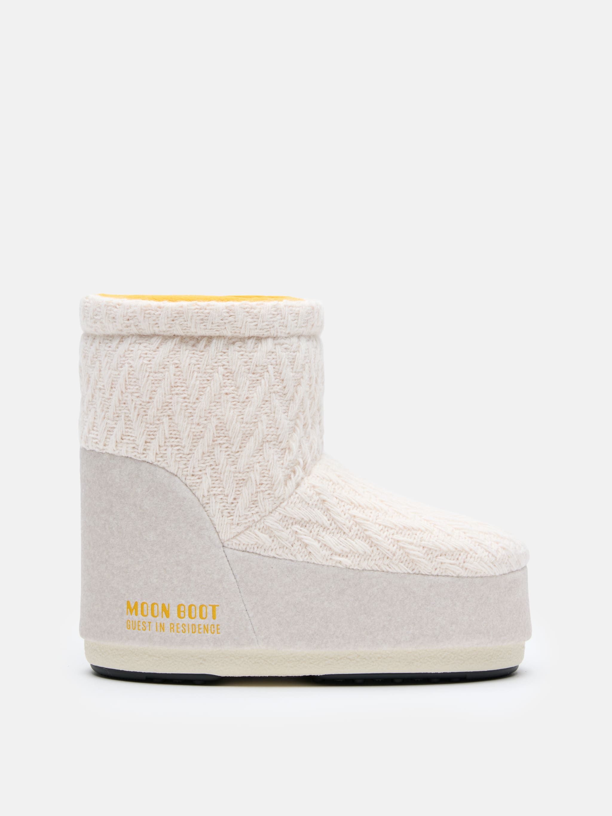 MOON BOOT X GUEST IN RESIDENCE ICON LOW NO LACE BRANCO AREIA MALHA BOTAS