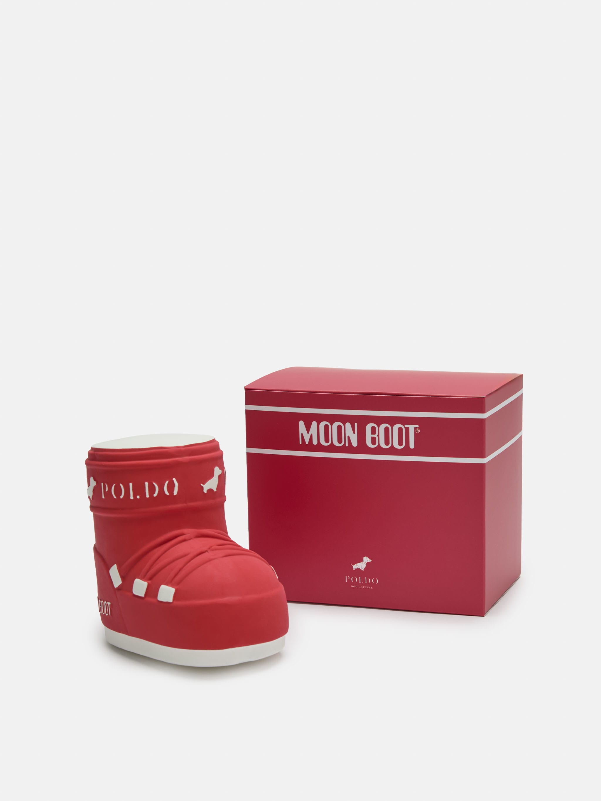 MOON BOOT X POLDO DOG COUTURE BRINCO VERMELHO BRINQUEDO DE CÃO